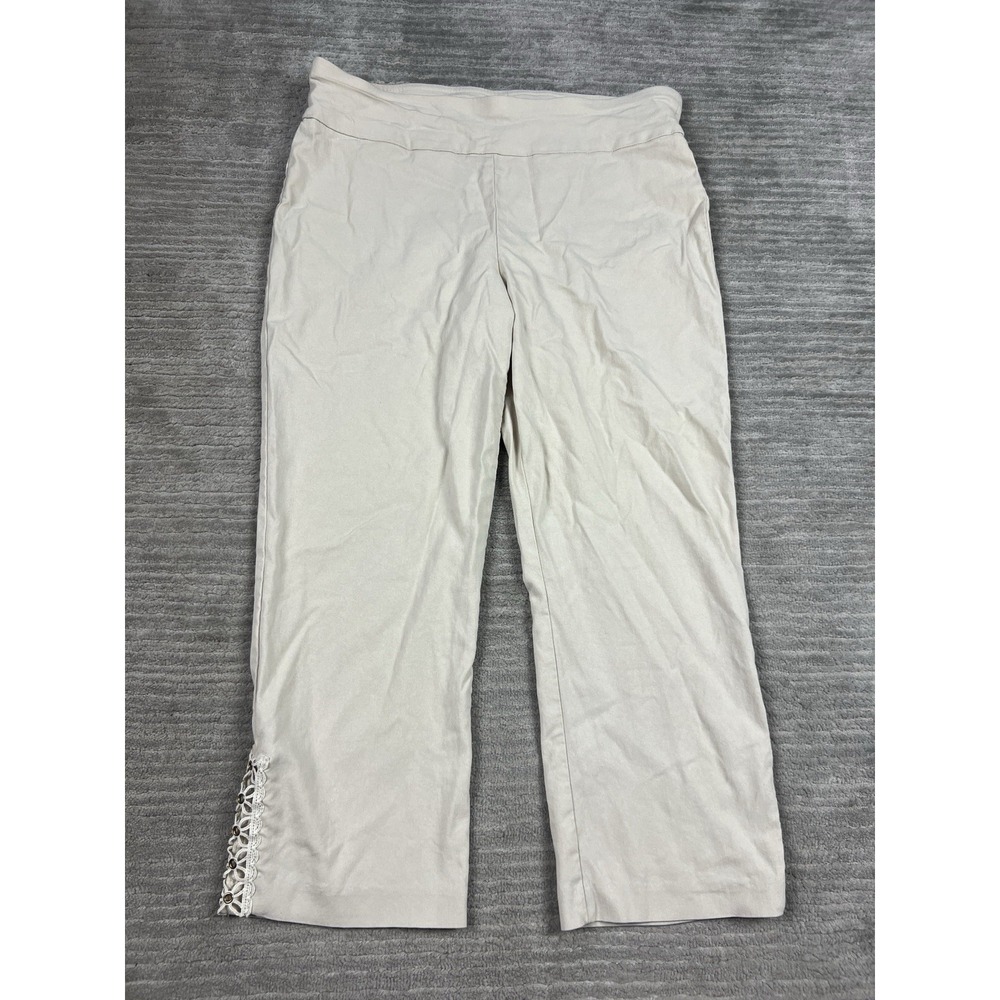 Counterparts Pants Womens 14 Beige Ankle Pull On Rayon Blend Macrame